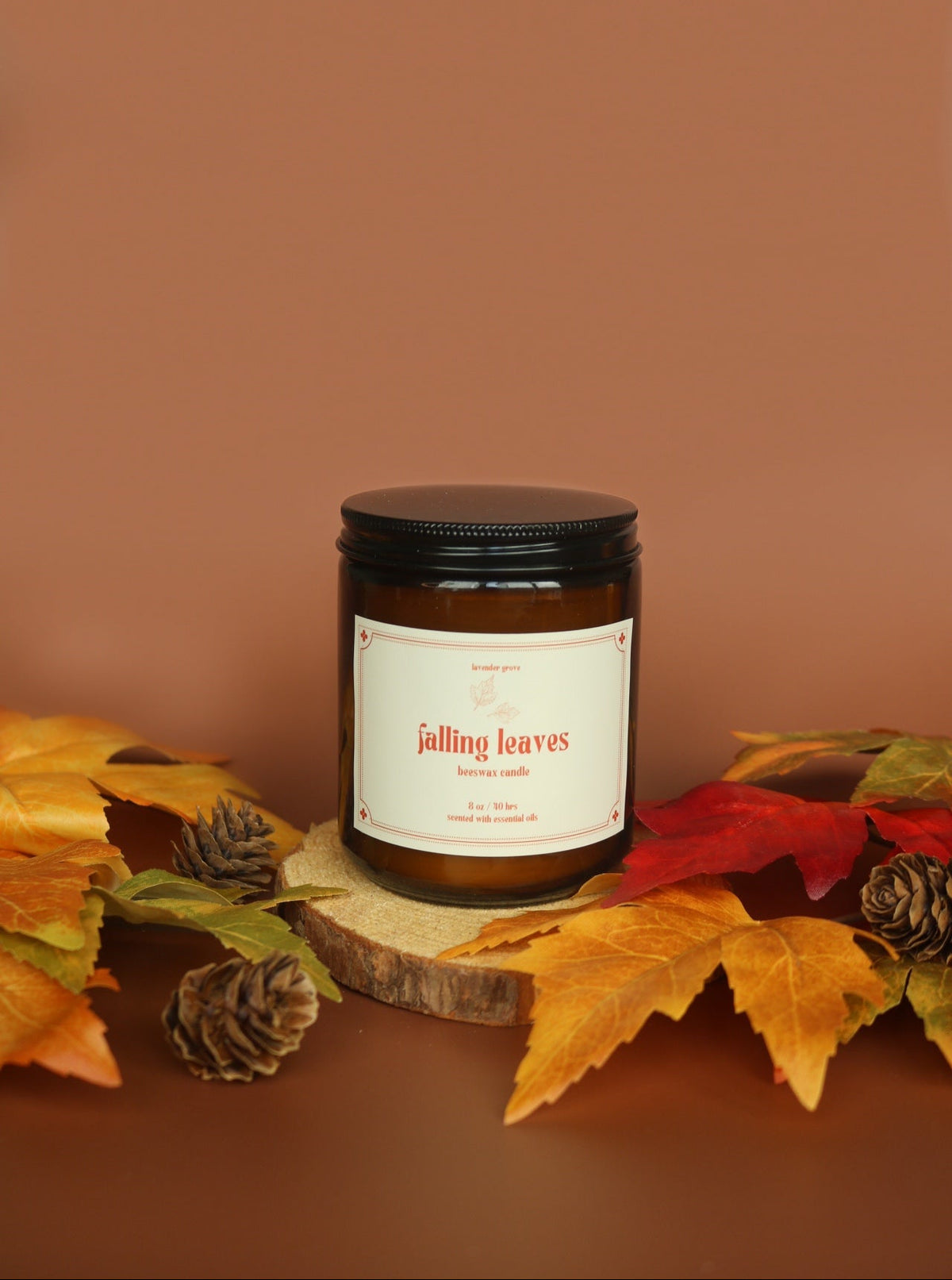 Falling Leaves Beeswax Candle