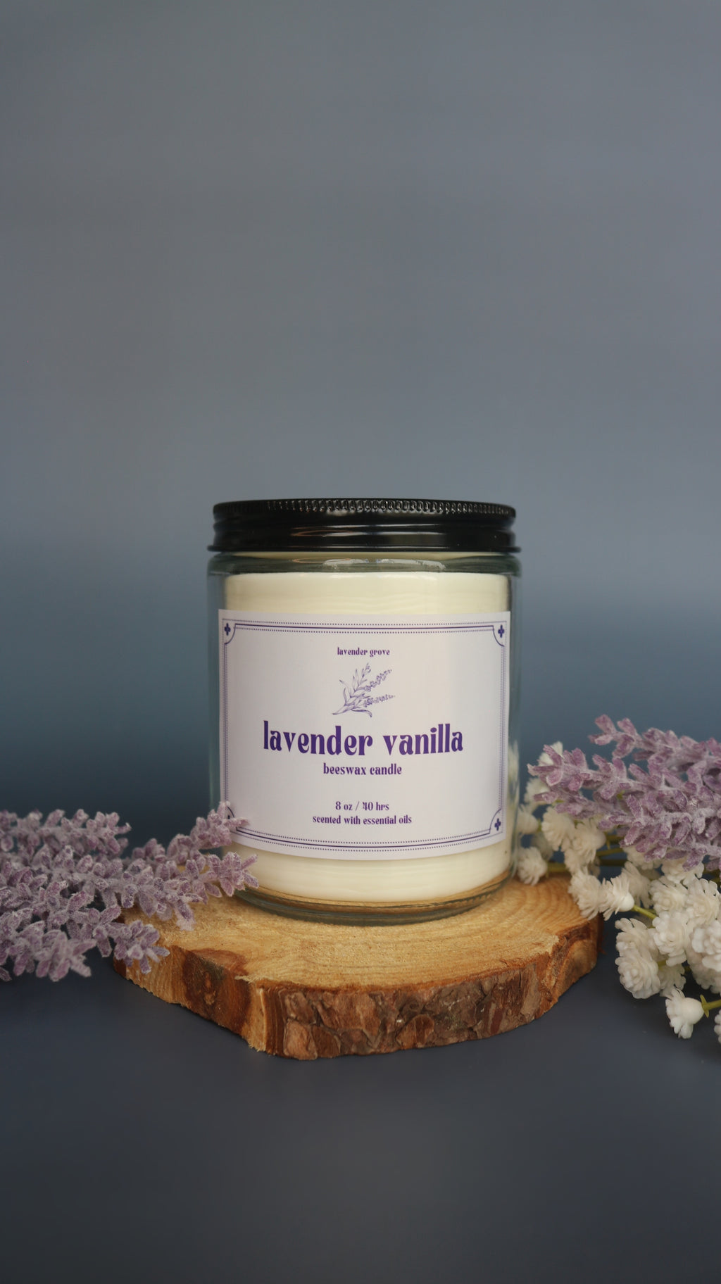 Lavender Vanilla Beeswax Candle