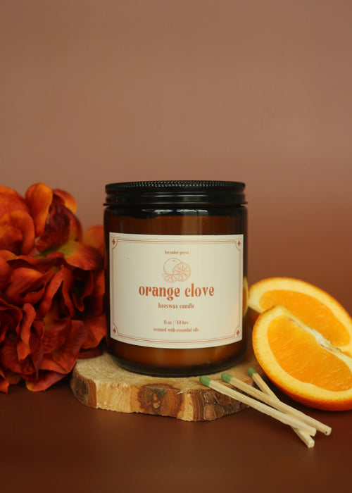 Orange Clove Beeswax Candle