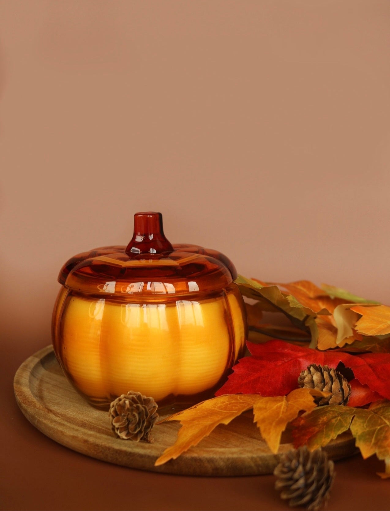 Choose Your Scent - Glass Pumpkin Beeswax Candle